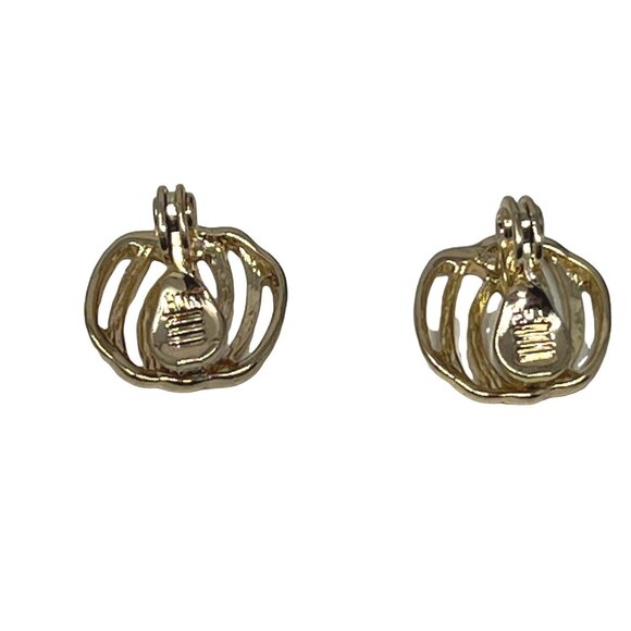 HMN Earrings Shiny Gold Tone Intertwined Ovals Vintage Clip On - Picture 7 of 10